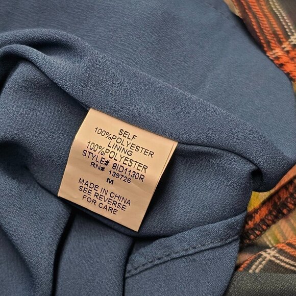 Wild Honey Womens Plaid Tie Front Mini Dress Size Medium Long Sleeve  Sheer - Picture 5 of 9